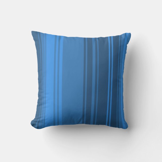 Cojín decorativo de franjas retro azules (Anverso)