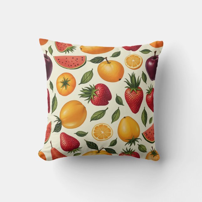 Cojín decorativo de frutas variadas (Anverso)