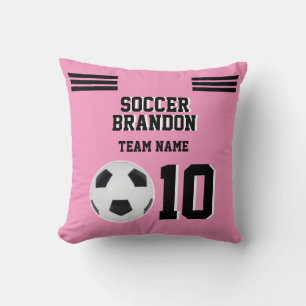 Cojín decorativo de fútbol rosa personalizado