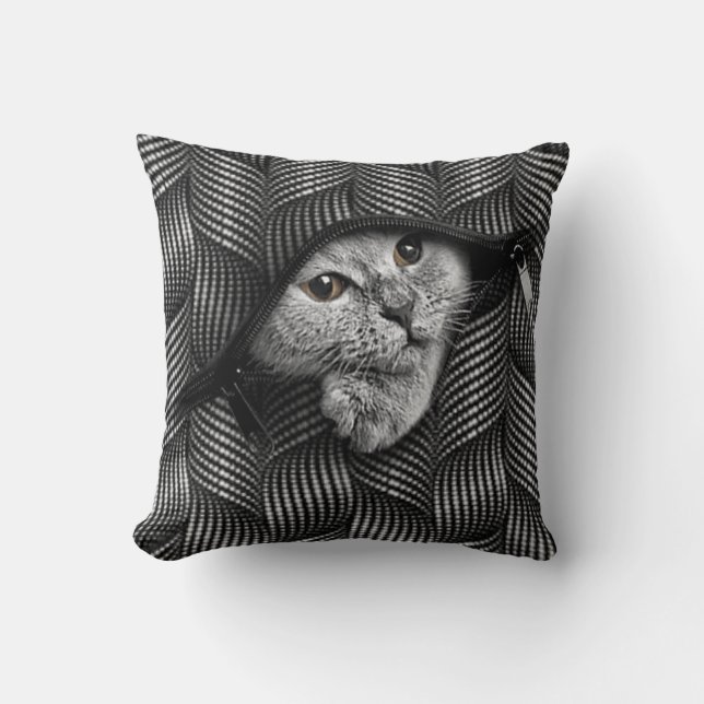 Cojín Decorativo de gatito escondido (Anverso)