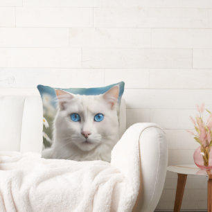 Cojín decorativo de gato blanco