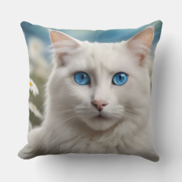 Cojín decorativo de gato blanco