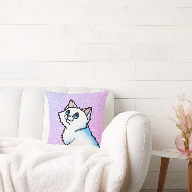 Cojín decorativo de gato blanco de KiniArt (Sofá)
