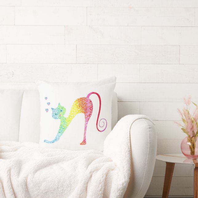 Cojín decorativo de gato colorido (Sofá)