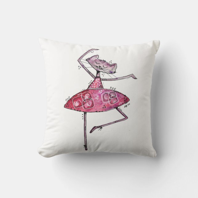 Cojín decorativo de gato de baile caprichoso (Anverso)
