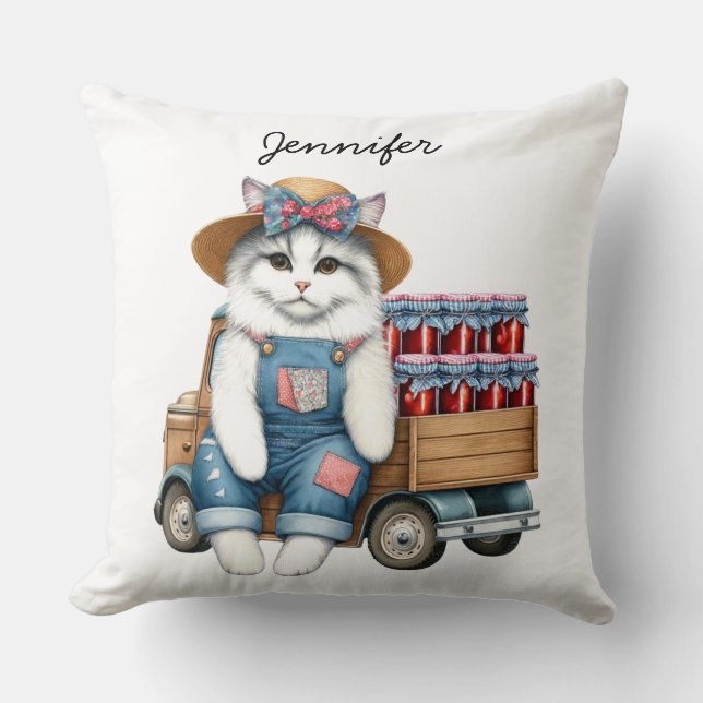 Cojín decorativo de gato de país adorable (Anverso)