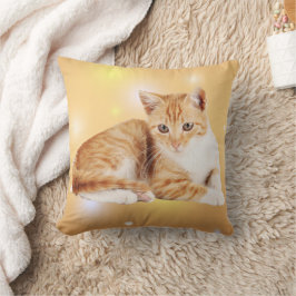 Cojín decorativo de gato de tabby blanco naranja