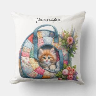 Cojín decorativo de gato floral