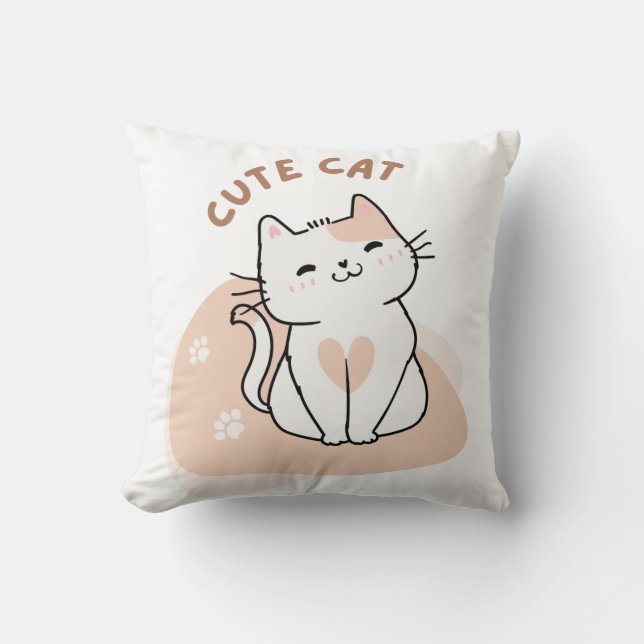 Cojín decorativo de gato lindo - Kawaii Kitty Cu d (Anverso)
