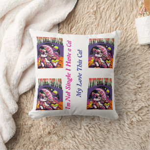 Cojín decorativo de gato lindo No soy soltero Teng