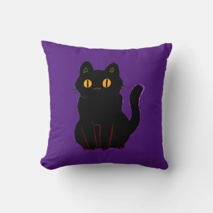 Cojín decorativo de gato negro lindo