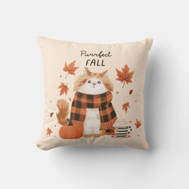 Cojín decorativo de gato otoño - Acogedora decorac (Anverso)