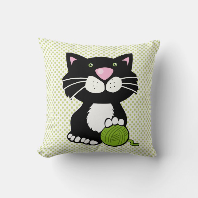 Cojín decorativo de gato personalizado Tuxedo (Anverso)