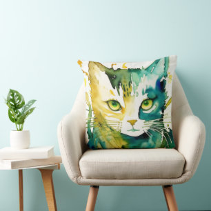 Cojín decorativo de gato verde