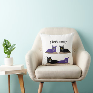 Cojín decorativo de gatos azules y negros