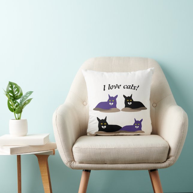 Cojín decorativo de gatos azules y negros (Silla)