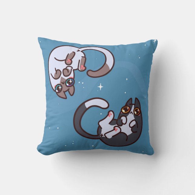Cojín decorativo de gatos de arte pop (Anverso)