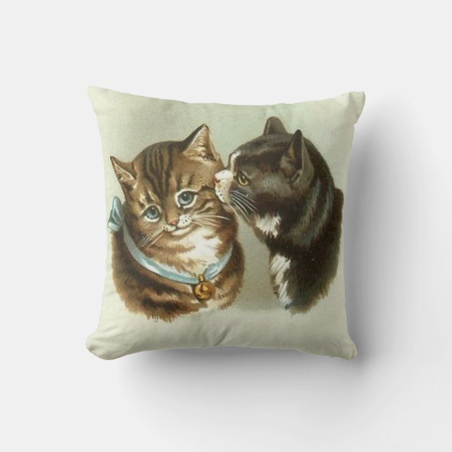 Cojín decorativo de gatos de época (Anverso)