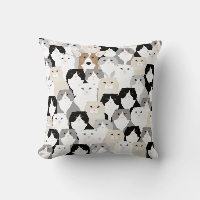 Cojín decorativo de gatos y perros (Anverso)