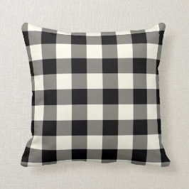 Cojín decorativo de Gingham blanco y negro