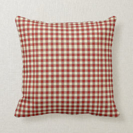 Cojín decorativo de Gingham rojo del país 16x16