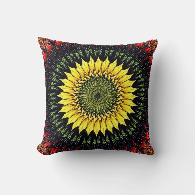 Cojín decorativo de girasol de cosecha (Anverso)
