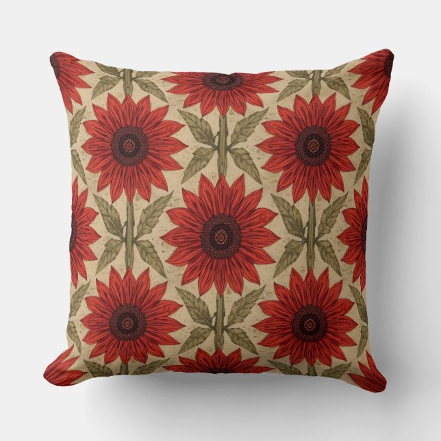 Cojín decorativo de girasol rojo ruso (Anverso)