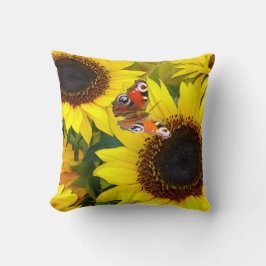 Cojín decorativo de girasol y mariposa