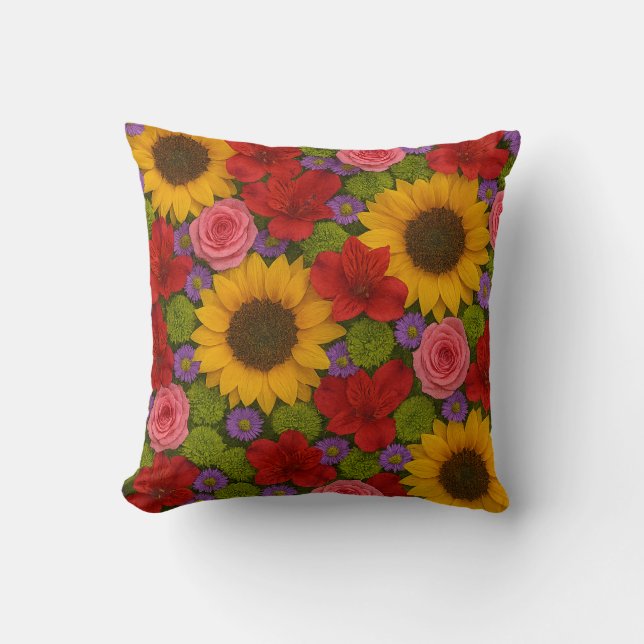 Cojín decorativo de girasol y Rosa (Anverso)