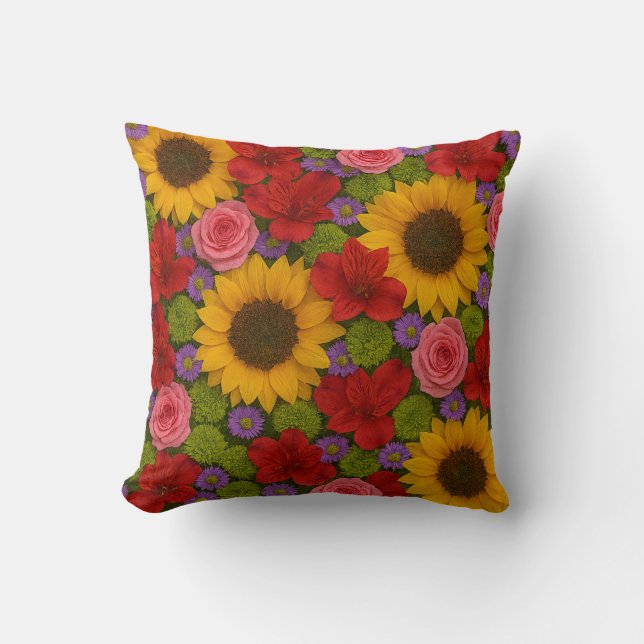 Cojín decorativo de girasol y Rosa (Anverso)