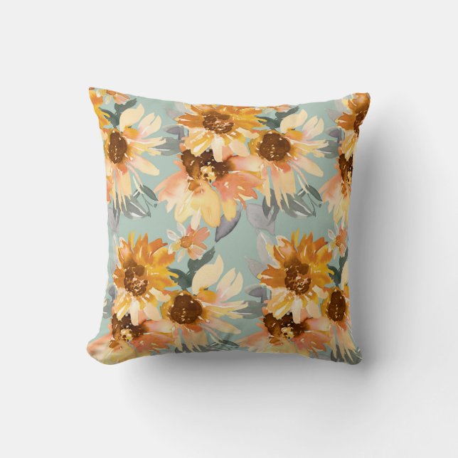 Cojín decorativo de girasoles acuáticos (Anverso)