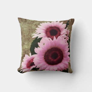 Cojín decorativo de girasoles rosados