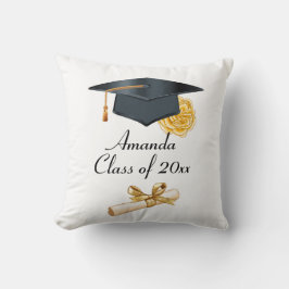 Cojín decorativo de graduación con Rosa de oro