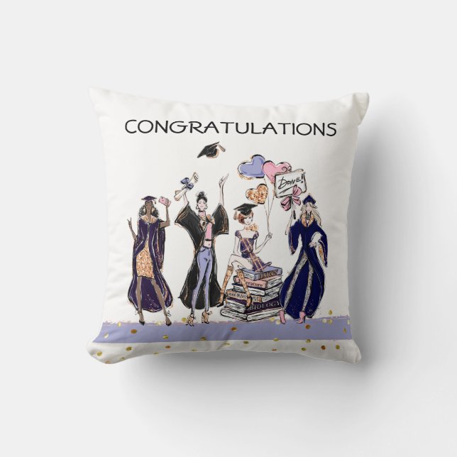 Cojín decorativo de graduación de amigos (Anverso)