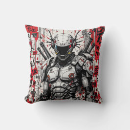 Cojín decorativo de graffiti de Guerrero Ciberpunk