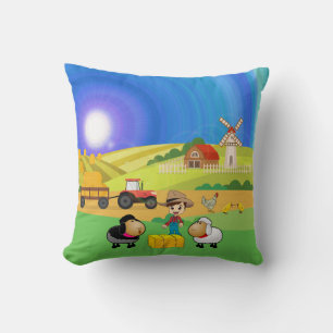 Cojín decorativo de granja, oveja y chichas