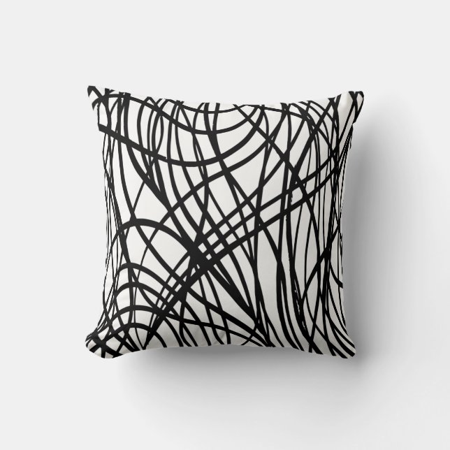 Cojín decorativo de gruns negro y blanco cepillado (Anverso)