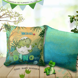 Cojín decorativo de guardería personalizado "Dino-