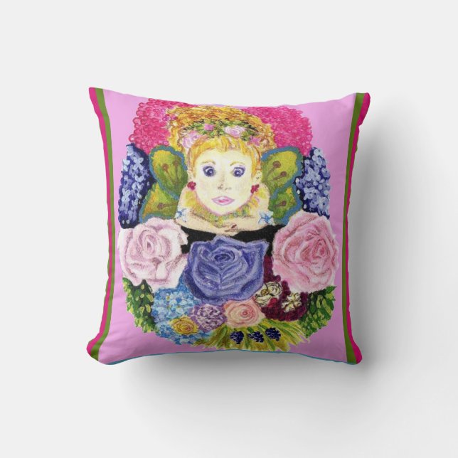 Cojín decorativo De Hadas Y Flores (Anverso)