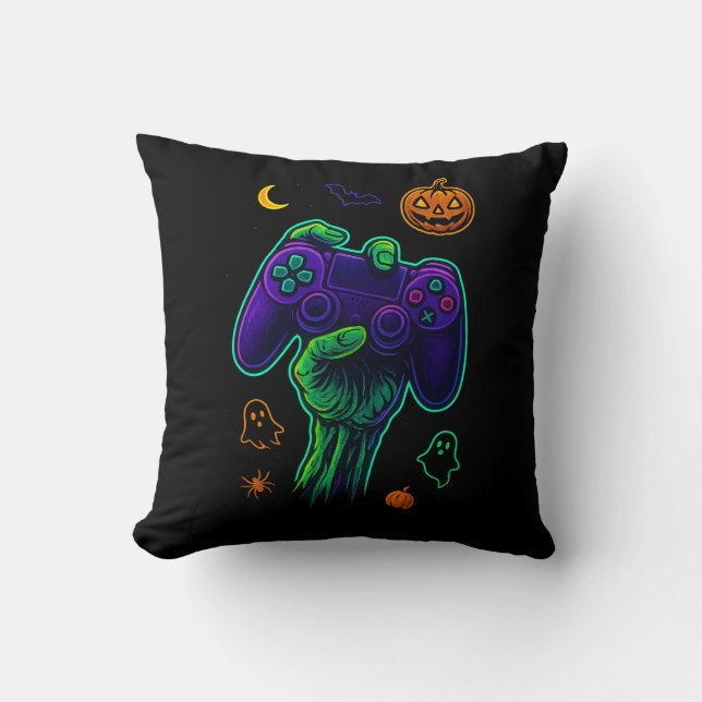 Cojín decorativo de Halloween de Zombie Gamer espe (Anverso)