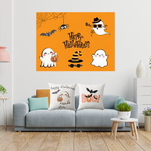 Cojín decorativo de Halloween lindo y fantasmal