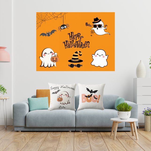 Cojín decorativo de Halloween lindo y fantasmal (Subido por el creador)