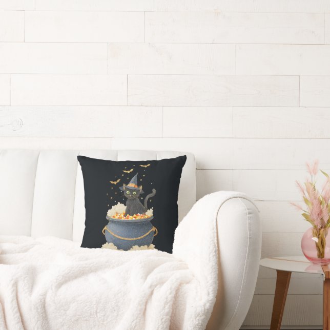 Cojín decorativo de Halloween. Patrón de calabaza  (Sofá)