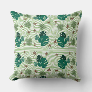 Cojín decorativo de hoja de palmera verde