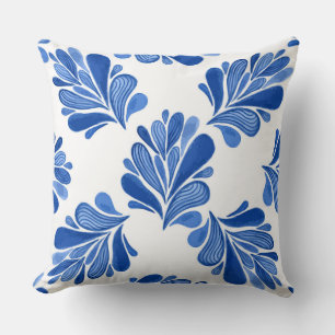 Cojín decorativo de hojas de flores azules