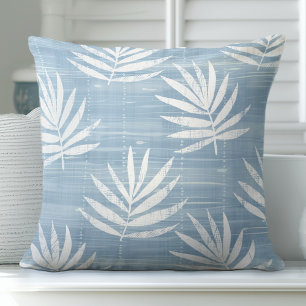 Cojín decorativo de hojas de palmera azul claro