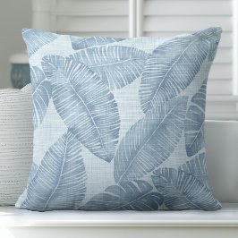 Cojín decorativo de hojas de palmera azul claro
