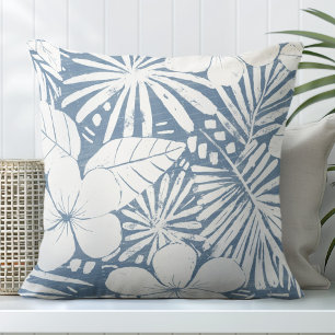 Cojín decorativo de hojas tropicales azules