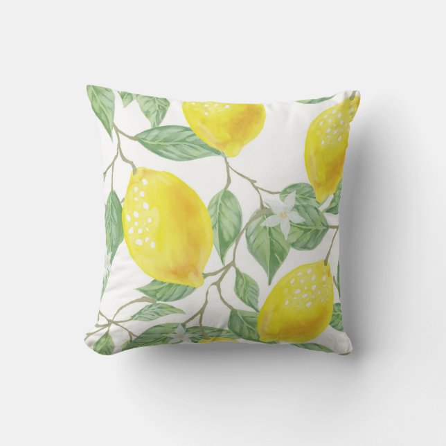Cojín decorativo de hojas verdes limoneras (Anverso)