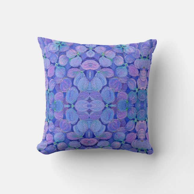 Cojín decorativo de Hydrangea - Lavanda, azul y ro (Anverso)